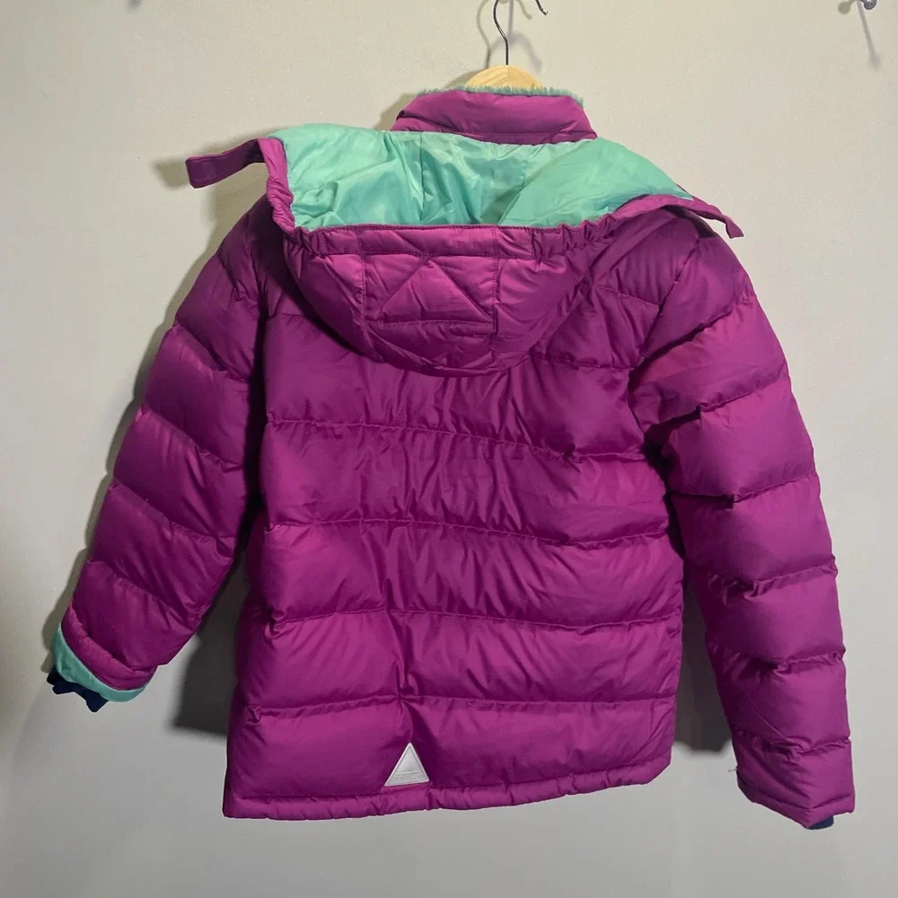 LL Bean Kids XL 18 Puffer Jacket Magenta Purple Fleece Lined Hooded Winter‎ Coat